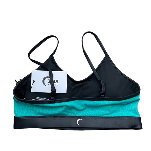 Zyia NWT Active Jade River Stone Metallic Athletic Sports Bra Green Black Large - Picture 5 of 10